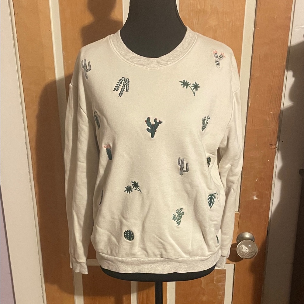 Dress Forum Plant Embroidered Cotton Sweater - S